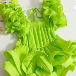 Lulu Kitenge Flare Dress – Neon Green