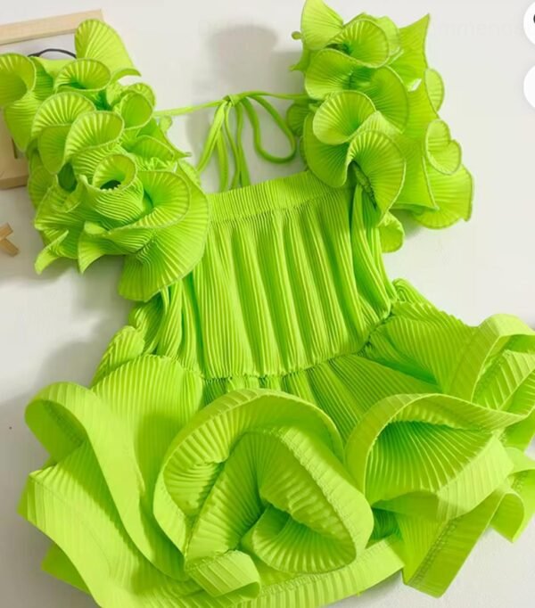 Lulu Kitenge Flare Dress – Neon Green